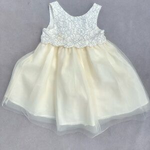 Janie and Jack Cream and Silver Floral Dress